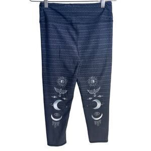 Evolution & Creation High Waist Gray Sun Bird Moon Leggings Yoga Pants M Capris